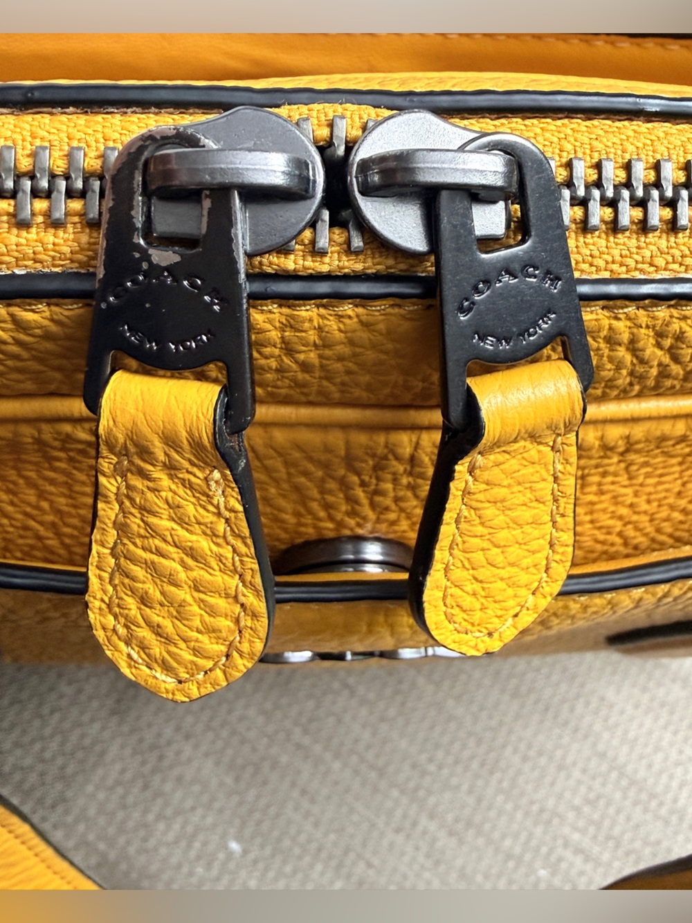 Coach Yellow Pebbled Leather Laptop Brief - Picture 3 of 16